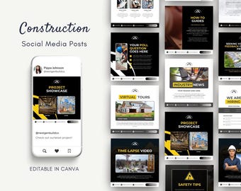 Construction Social Media Posts, Construction Instagram Posts, Construction Social Media Ideas, Social Media for Building Companies Black