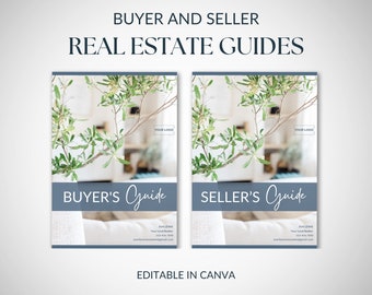 Real Estate Home Buyer and Seller Guide Bundle, Real Estate Template, Realtor Buyer Packet, Seller Packet, Client Presentation Book, Blue