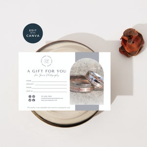 Photography Gift Certificate template ,Photographer Gift Card Canva Template, Photography Gift Voucher, Boho Editable gift card