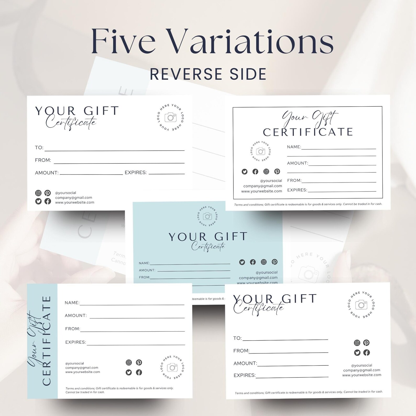 Small Business Gift Certificate Template, Printable Modern Voucher ...