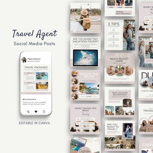 Travel Agent Instagram Post Template | Editable Vacation Agency Social Media Post | Facebook Travel Blogger Canva | Just Booked Bucket List
