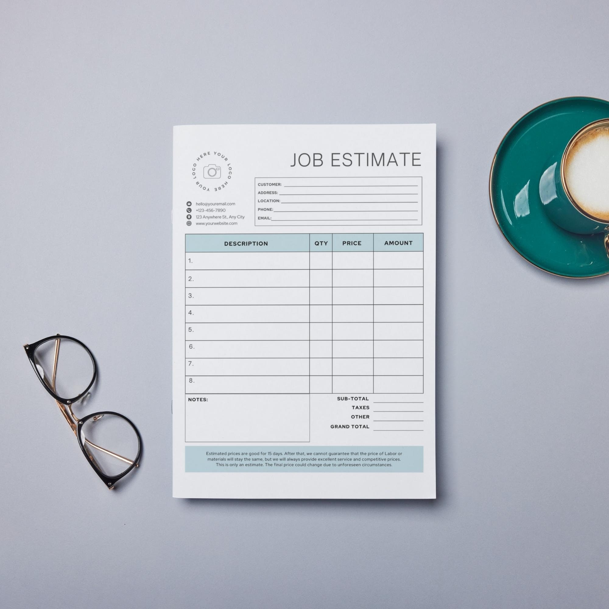 Minimal Job Estimate Template | Professional Simple Work Bid | Client ...