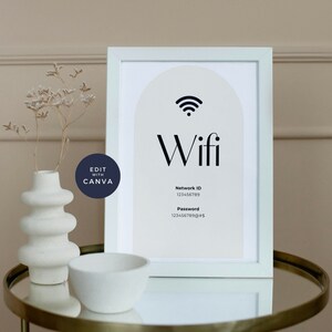 WiFi Password Sign, Editable WiFi Sign Template, 8.5x11, 5x7, Vacation Rental Digital Airbnb Editable Template, Guest Room, Download, Canva