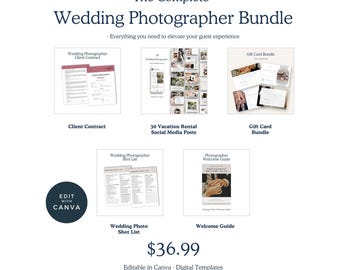 Wedding Photographer Business Bundle, Client Contract, Shot List (Digital Download)