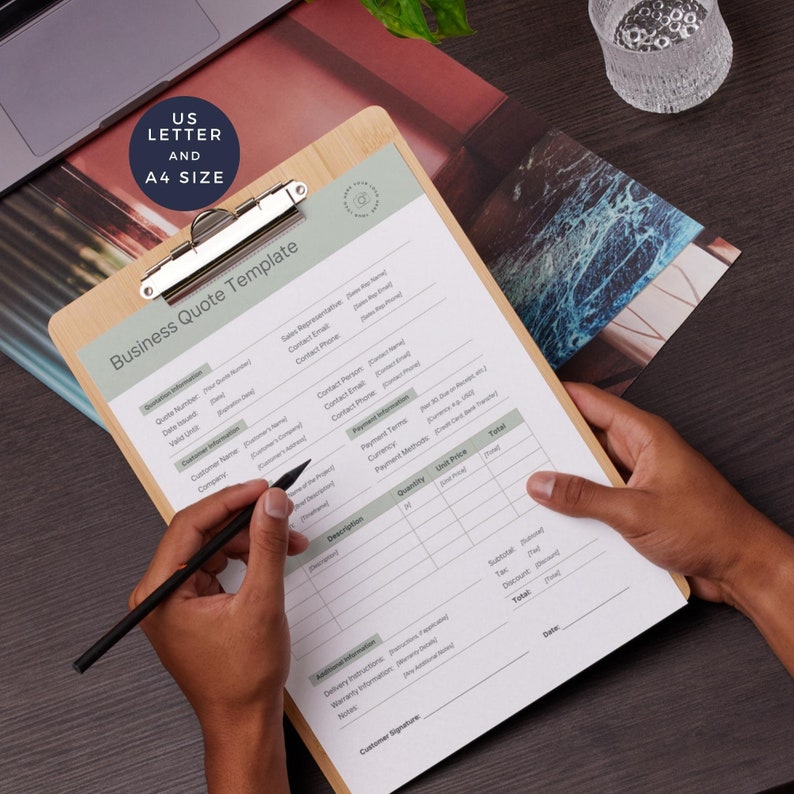 Business Quote Template | Estimate Work Form | Job Breakdown | Editable ...