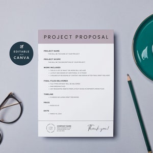 Project Plan Proposal Template | Creative Project Quote | Elegant Work Outline | Minimal Rose Design | Business Proposal | Edit in Canva