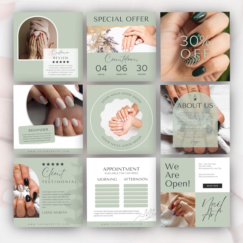 Nail Salon Instagram Post Templates | Nail Social Media | Esthetician ...