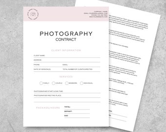 Photography Client Contract Template, Editable Client Agreement for Photographers, Photographer Marketing Business form, Canva Template