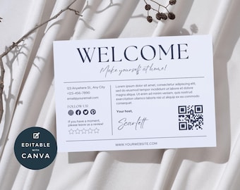 Airbnb Welcome Card with Canva, VRBO Host Hello, Editable Rental Template, Visitor Greeting, Customize Guest Thanks, Vacation Home, 6x4in