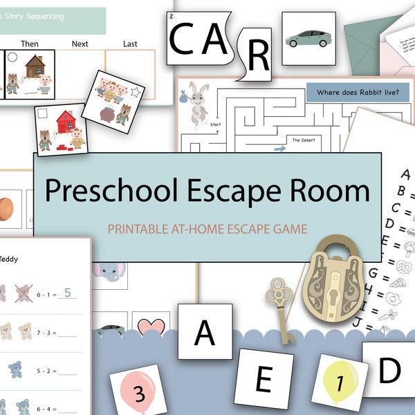 Preschool Escape Room Game | Printable At-Home DIY Escape Room for Kids | Instant Download Escape Game