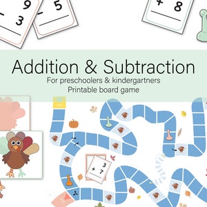 Addition and Subtraction Kids Board Game | Printable At-Home Preschool and Kindergarten Math Literacy Game | Fun Instant Download Board Game