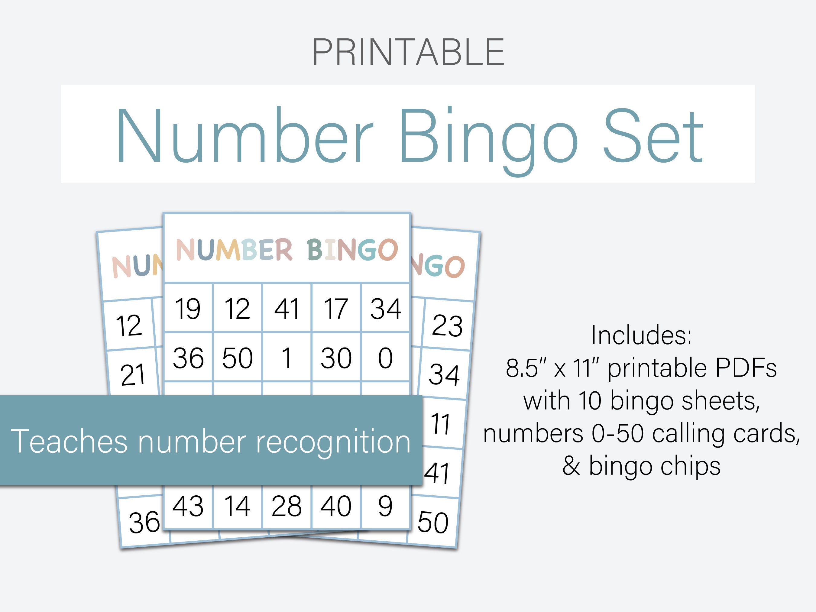 Printable number bingo for kids number recognition bingo game