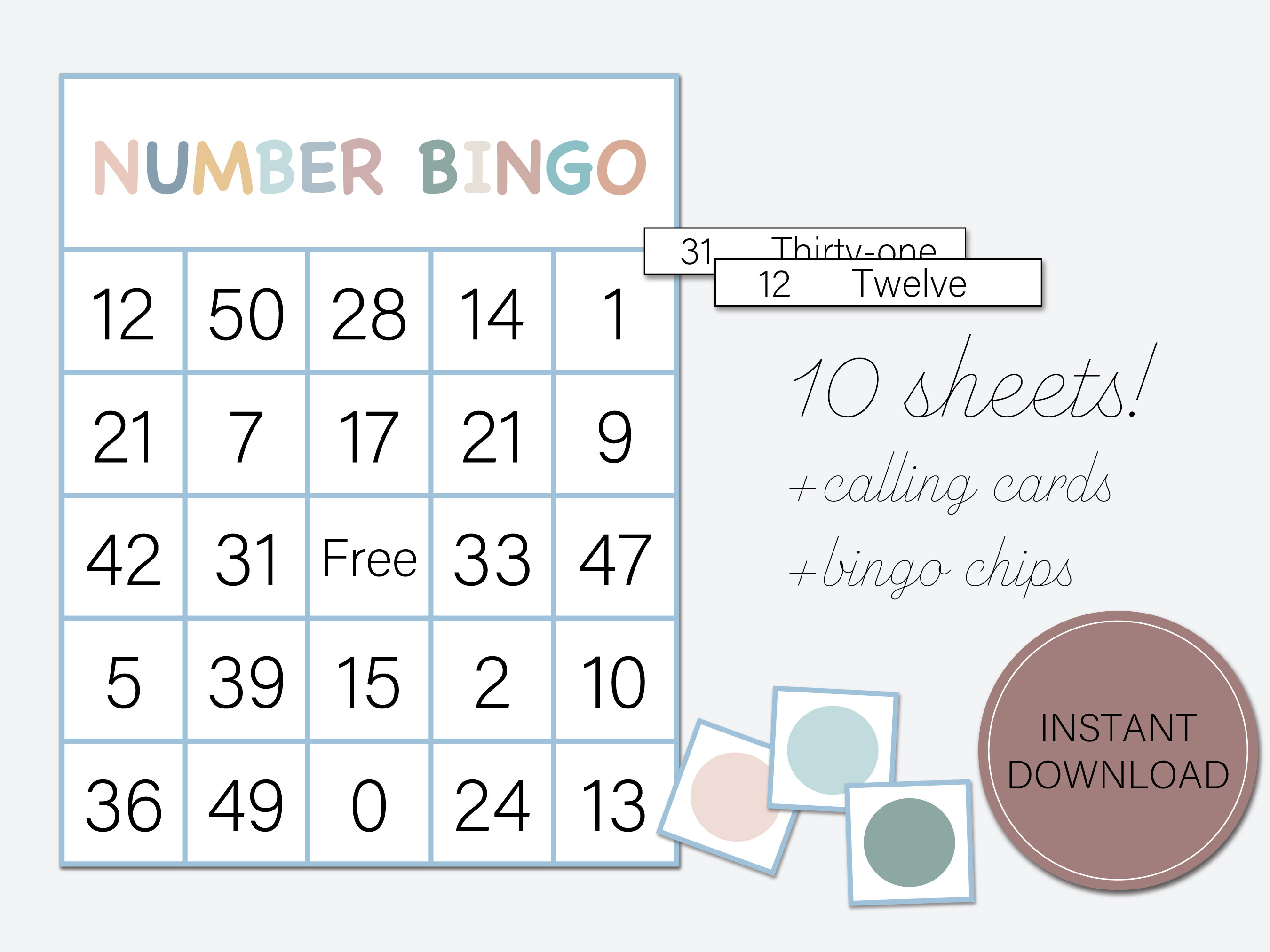 Printable number bingo for kids number recognition bingo game