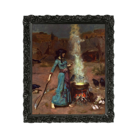 Witches Circle Art Print, Witchy Artwork, Wiccan Art, Pagan Decor,  Occult Art, Dark Aesthetic, Moody, Goth, Wall Art, Digital Download