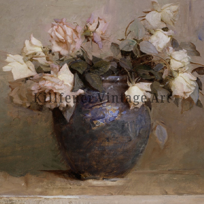 PRINTABLE Still Life Roses Painting | Vintage Botanical Print ...