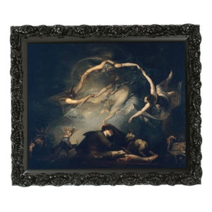 Tanzende Hexen Kunstdruck, digital druckbare Download, Vintage Gothic Wohnkultur, dunkle Academia Ästhetik, witchy Wandkunst Malerei