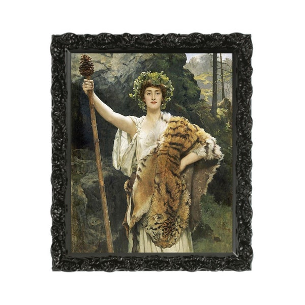 The Priestess of Bacchus - John Collier, Antique Gothic Dark Artwork, Vintage Esoteric Gothic Moody Wall Home Decor, Digital Download