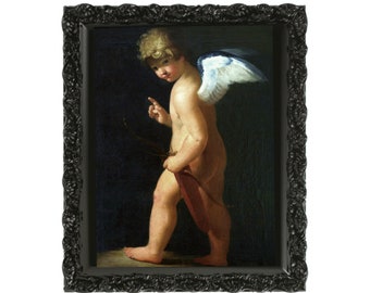 Cupid Art Print, Wall Art, Cupid of Love, Cute Angel, Bow and Arrow, Romantic Painting, Greco-Roman, fine art, Wall Decor, Chronos Eros,