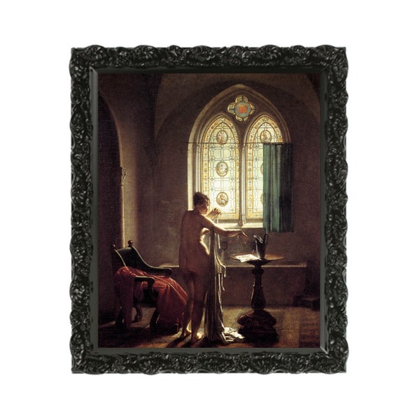 Gothic Bathroom - Jean Baptiste Mallet, Antique Gothic Dark Artwork, Vintage Esoteric Gothic Moody Wall Home Decor
