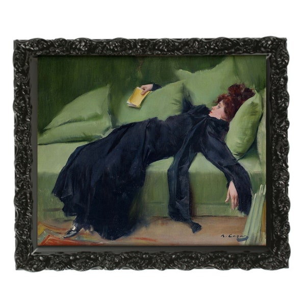 Decadent Young Woman After the Dance by Roman Casas 1899 Antique Famous Bored Gilded Age Victorian Female Figure Retro Aesthetic Painting