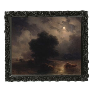 Moonlit Night - Ivan Aivazovsky, Antique Gothic Dark Artwork, Vintage Esoteric Gothic Moody Wall Home Decor, Digital Download