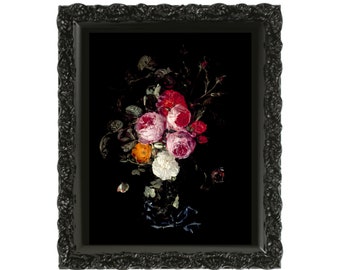 Moody Vintage Floral Painting | Dark Academia Antique Art PRINTABLE