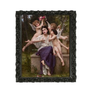 Cupids Surrounding Girl Wall Art Print, Cupid of Love, Cute Angel, Bow and Arrow, Romantic Painting, Greco-Roman, fine art, Wall Decor