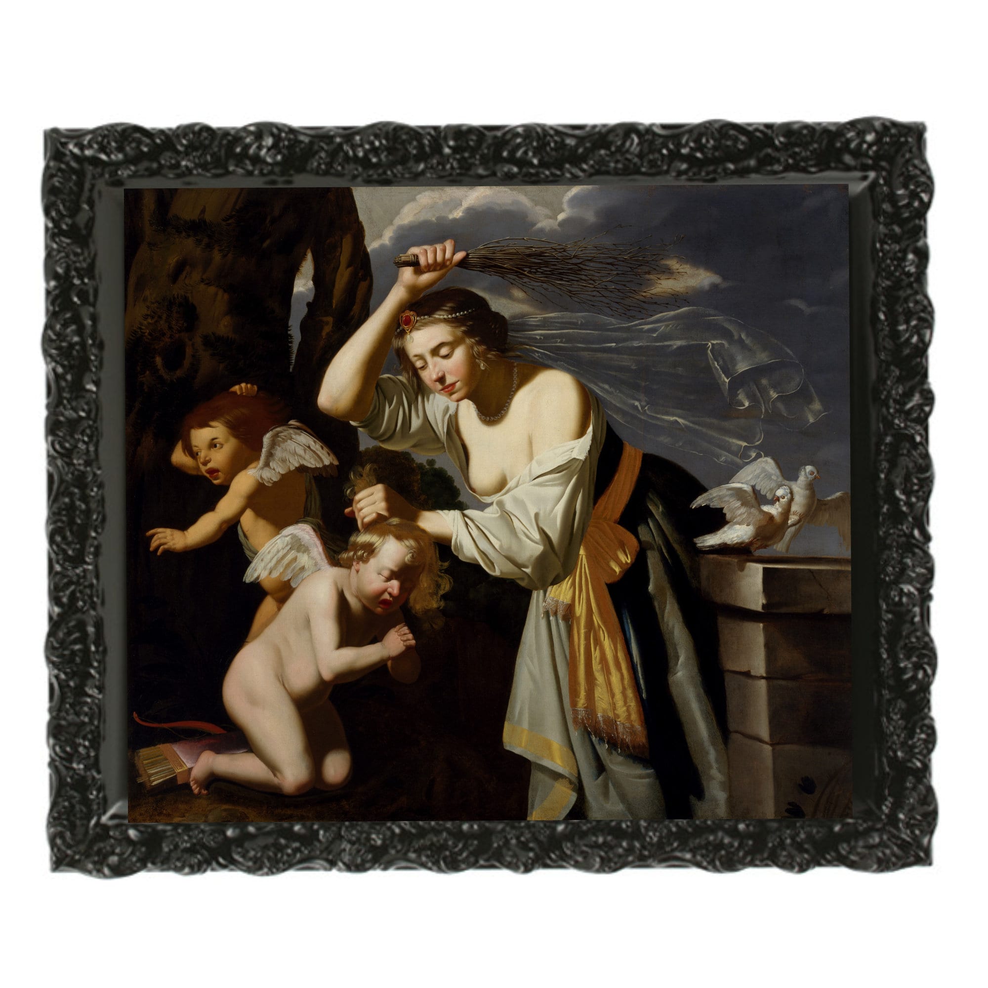 キューピッドを懲らしめるヴィーナス、壁画、愛のキューピッド