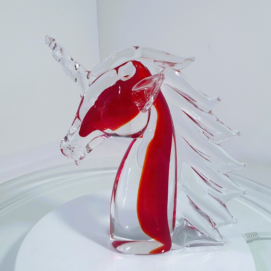 Murano Art Glass Vintage Hourse Head Unicorn Figurine Rare Etsy