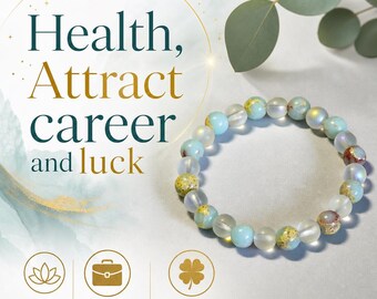 Aura Quartz Ocean Sediment Bracelet Abundance Prosperity Crystal Healing Unisex