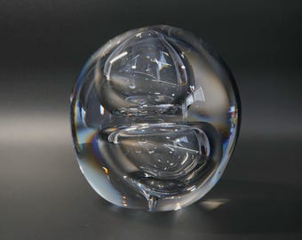 Huge Kosta Boda Royal Art Glass Sculpture Signed G. Warff 97937 | Swedish Crystal Vintage Hand Blown Hand Engraved Decor