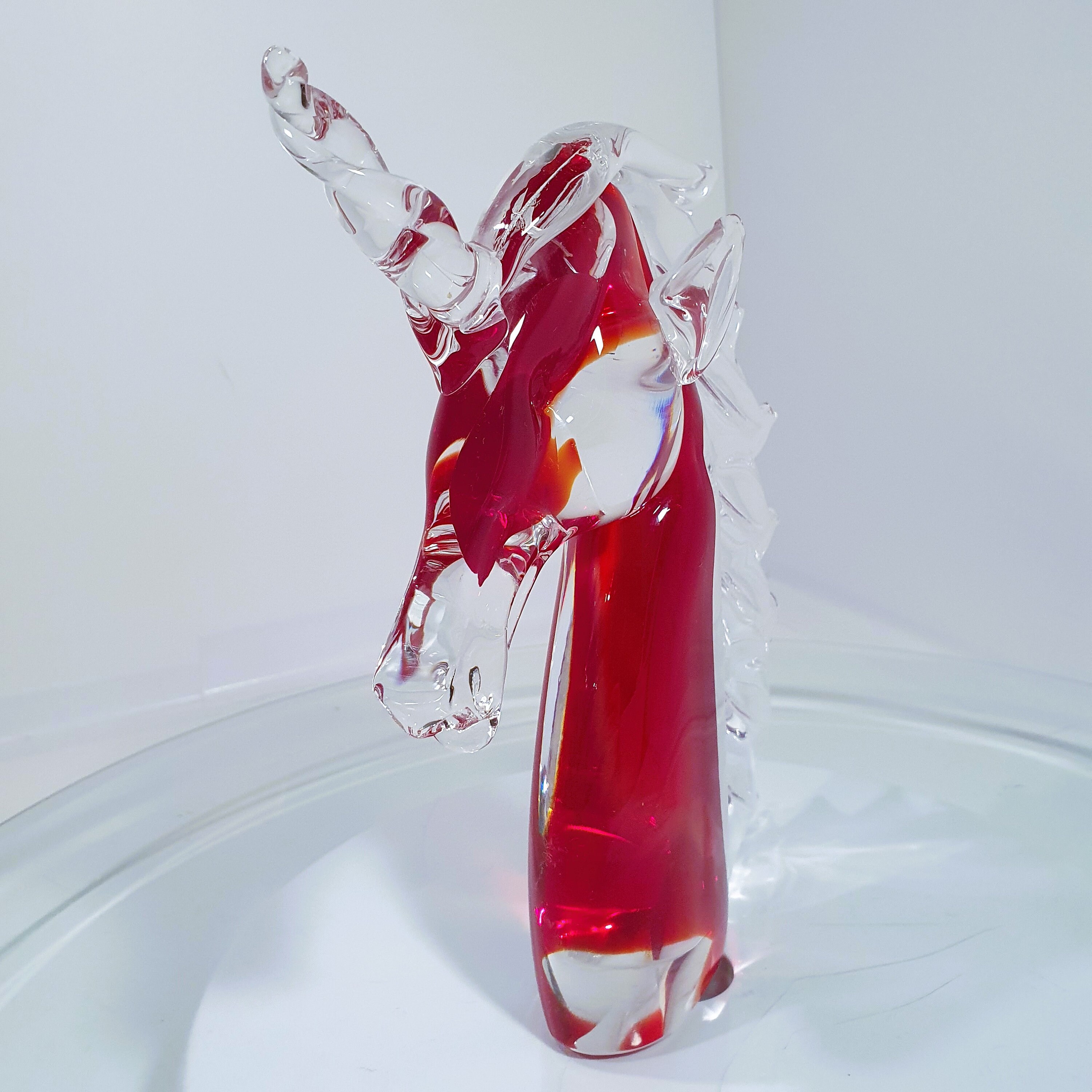 Murano Art Glass Vintage Hourse Head Unicorn Figurine Rare Etsy