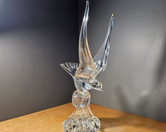 Antik Hollywood Regency Murano Art Glas Vogel über Wasser Skulptur signiert