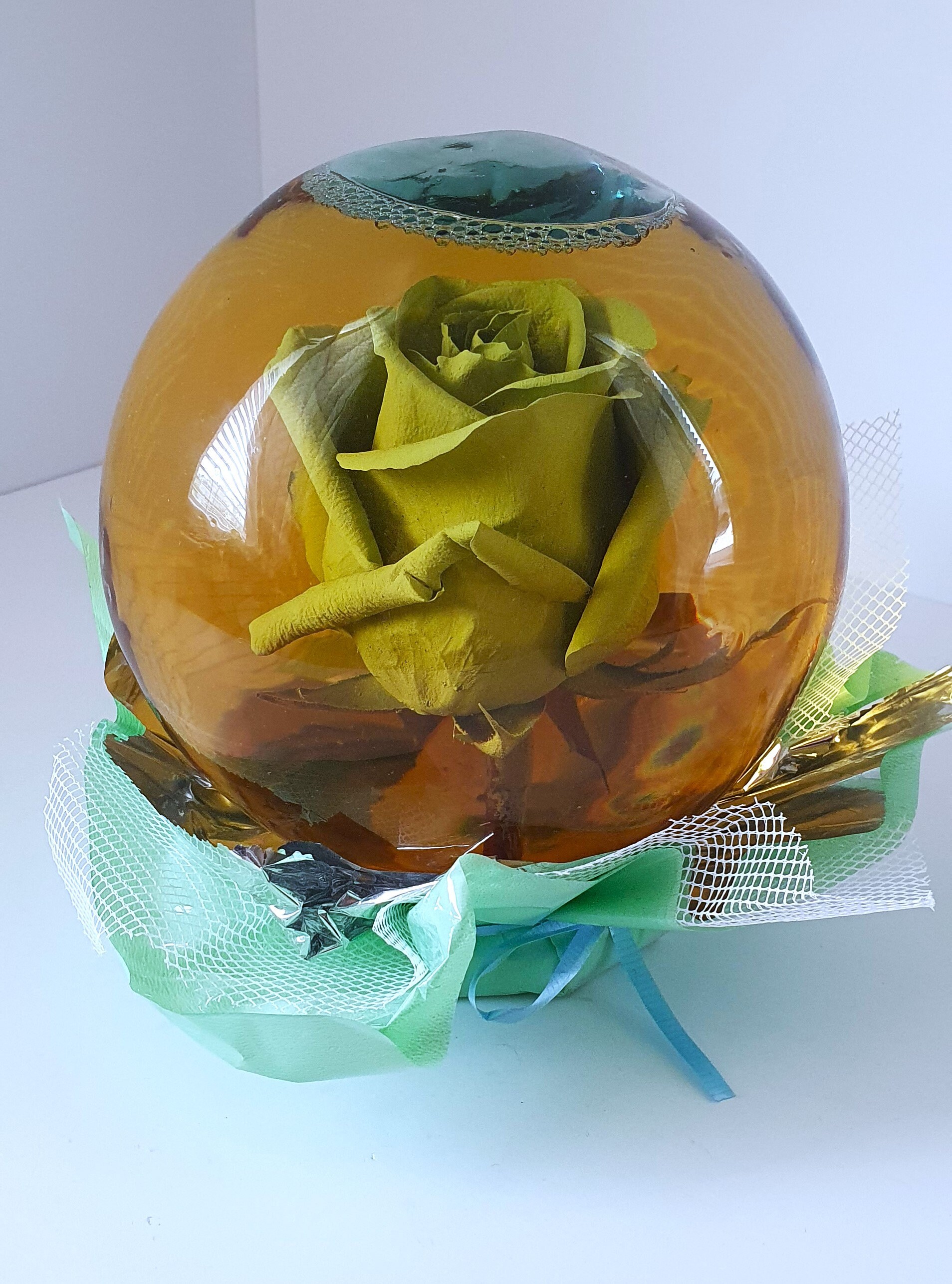 Real Green Rose Glass Globe 7 Handmade Etsy