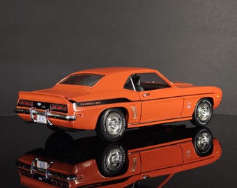 1969 Chevy Camaro 1/18 Scale ERTL Model - Orange With Black Top