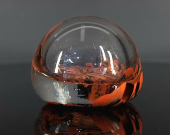 Vintage Murano Glass Paperweight | Sabbie e Nebbie Venezia | Red Black Lava Flower Bullicante | Italian Art Glass Desk Decor Office Gift