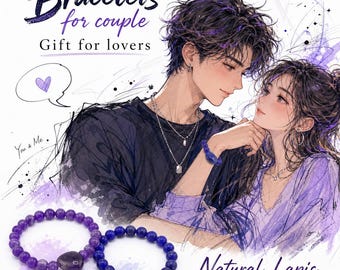 Natural Lapis Lazuli Beads Bracelet Men Women | Stretch Couple Jewelry Gift , Lovers gift , True Love Partners