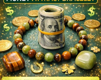 Prosperity Abundance Bracelet, Tiger Eye, Jade, Aventurine Gemstone , Money Success-Charm