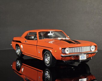 1969 Chevy Camaro 1/18 Scale ERTL Model - Orange With Black Top