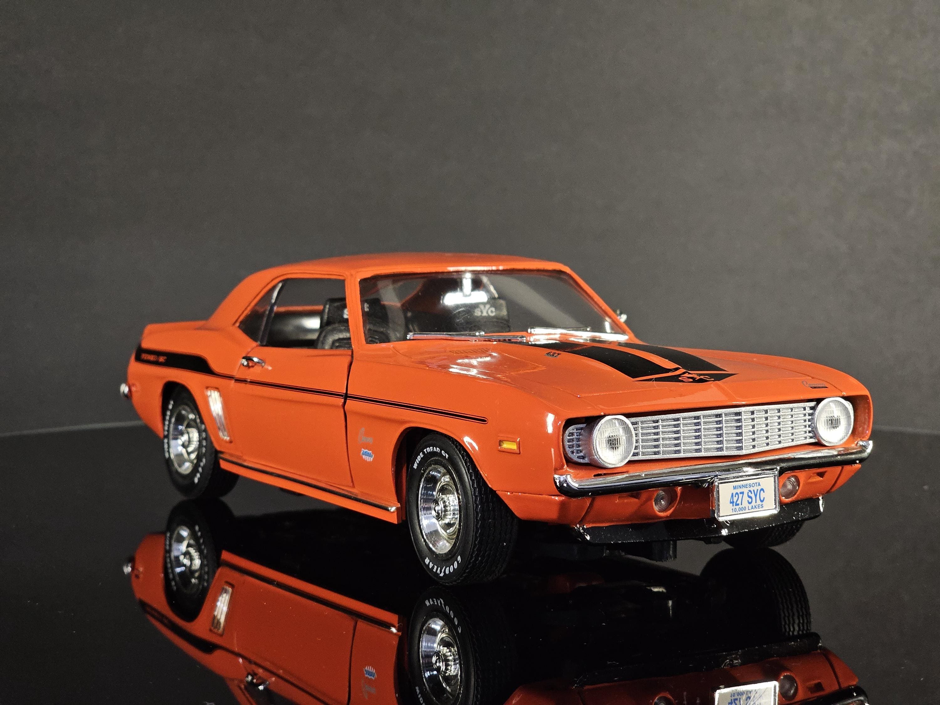 1969 Chevy Camaro 1/18 Scale ERTL Model - Orange With Black Top