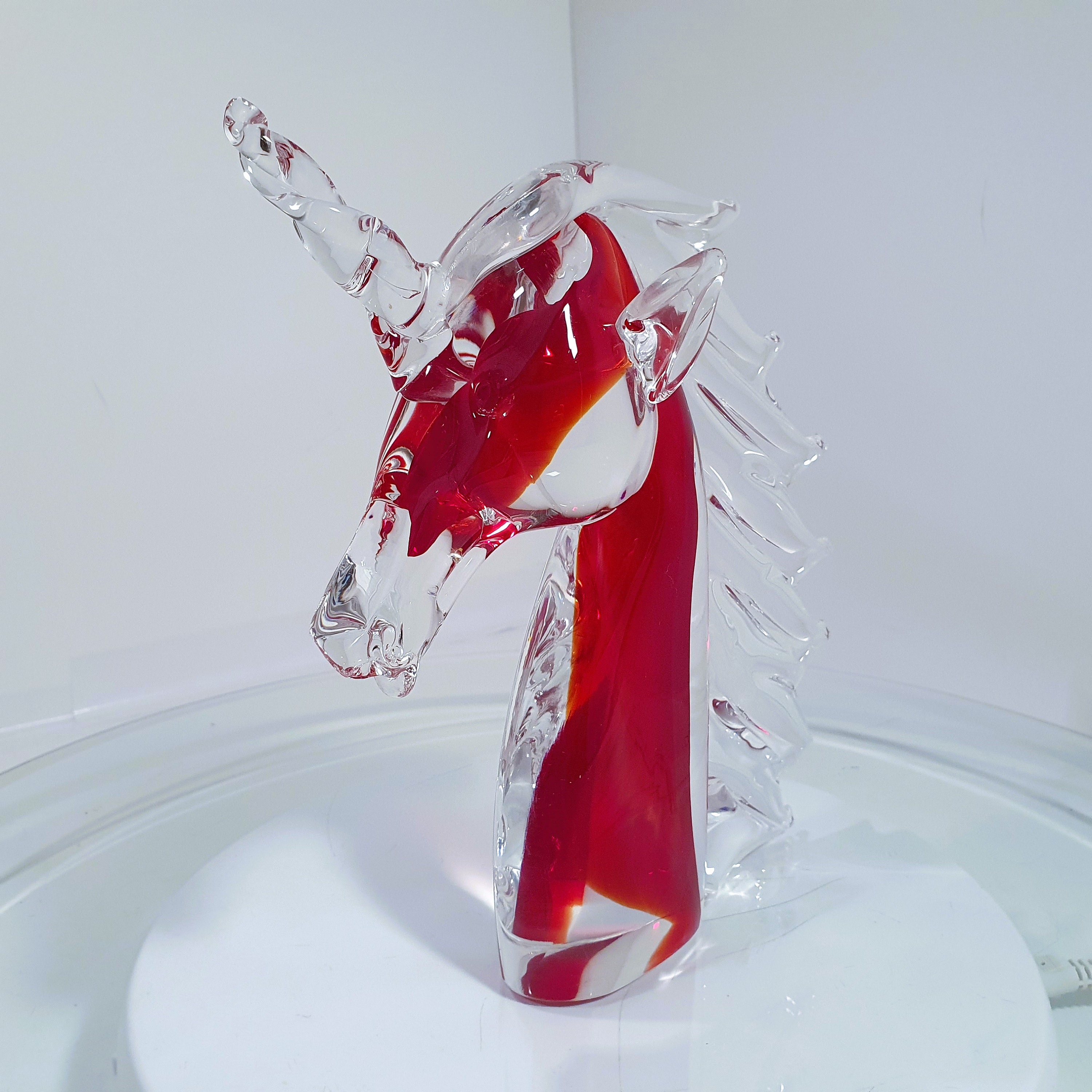 Murano Art Glass Vintage Hourse Head Unicorn Figurine Rare Etsy