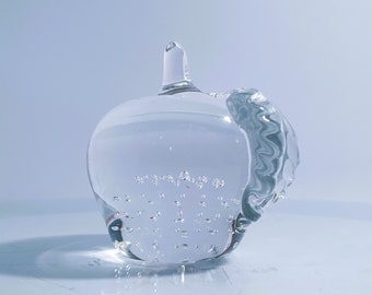 Glas Apfel mit kontrollierten Luftblasen Vintage Briefbeschwerer Tolles Dekor