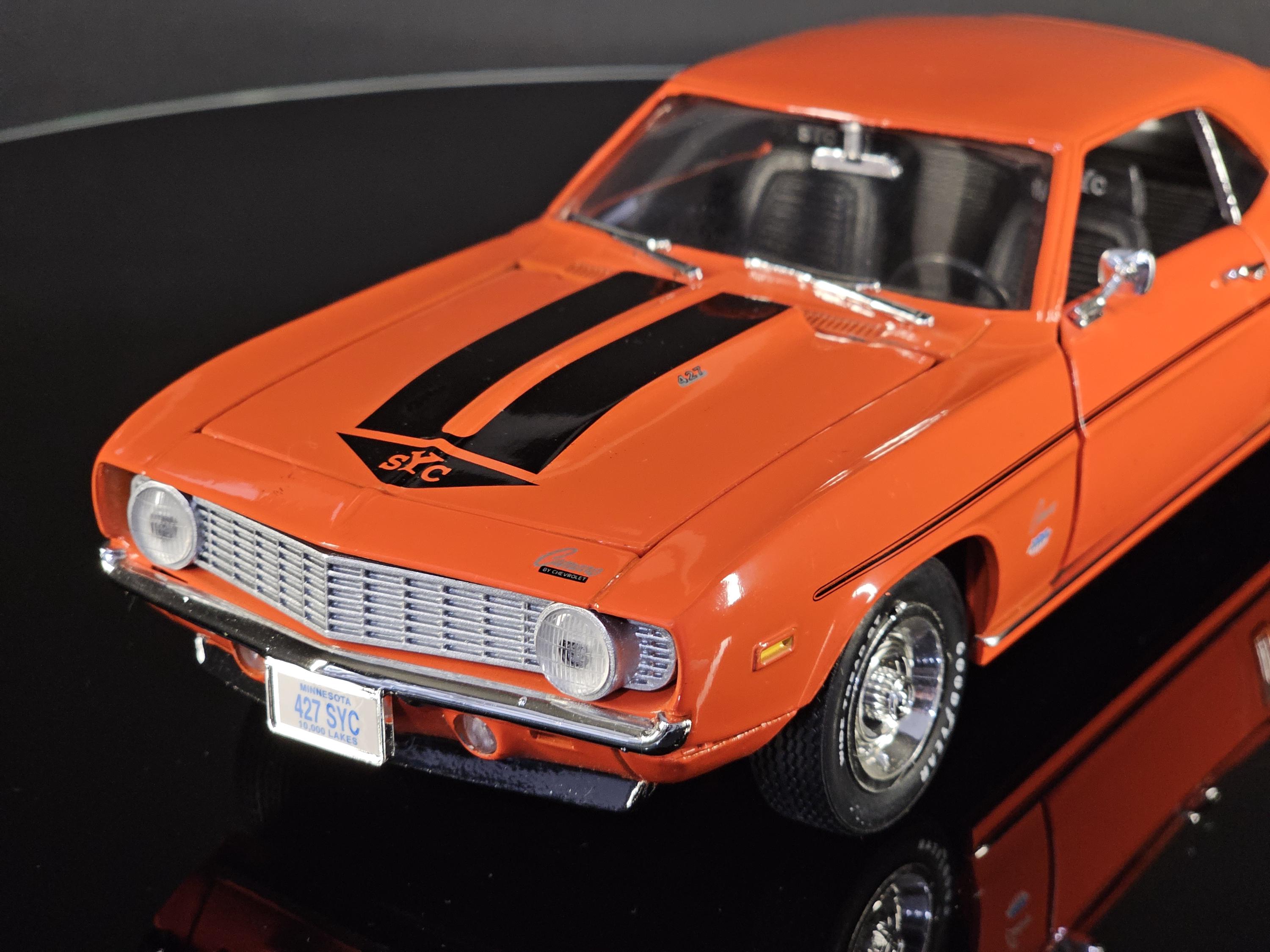 1969 Chevy Camaro 1/18 Scale ERTL Model - Orange With Black Top