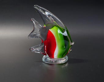 Vintage Hand Blown Art Glass Angelfish (Murano Style) ~4.25"