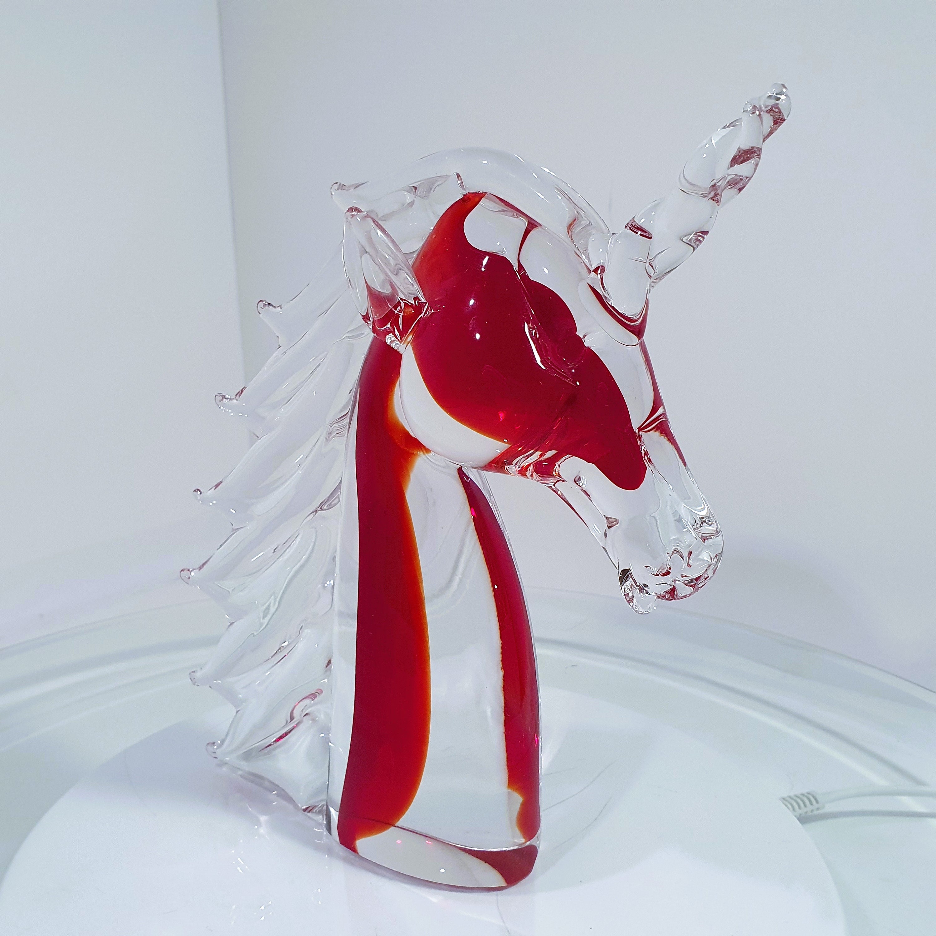 Murano Art Glass Vintage Hourse Head Unicorn Figurine Rare Etsy