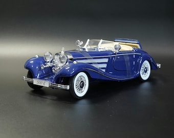 Mercedes-Benz 500K Typ Special Roadster 1936 Diecast Model, 1:18 Blue, Vintage Convertible Car Collectible