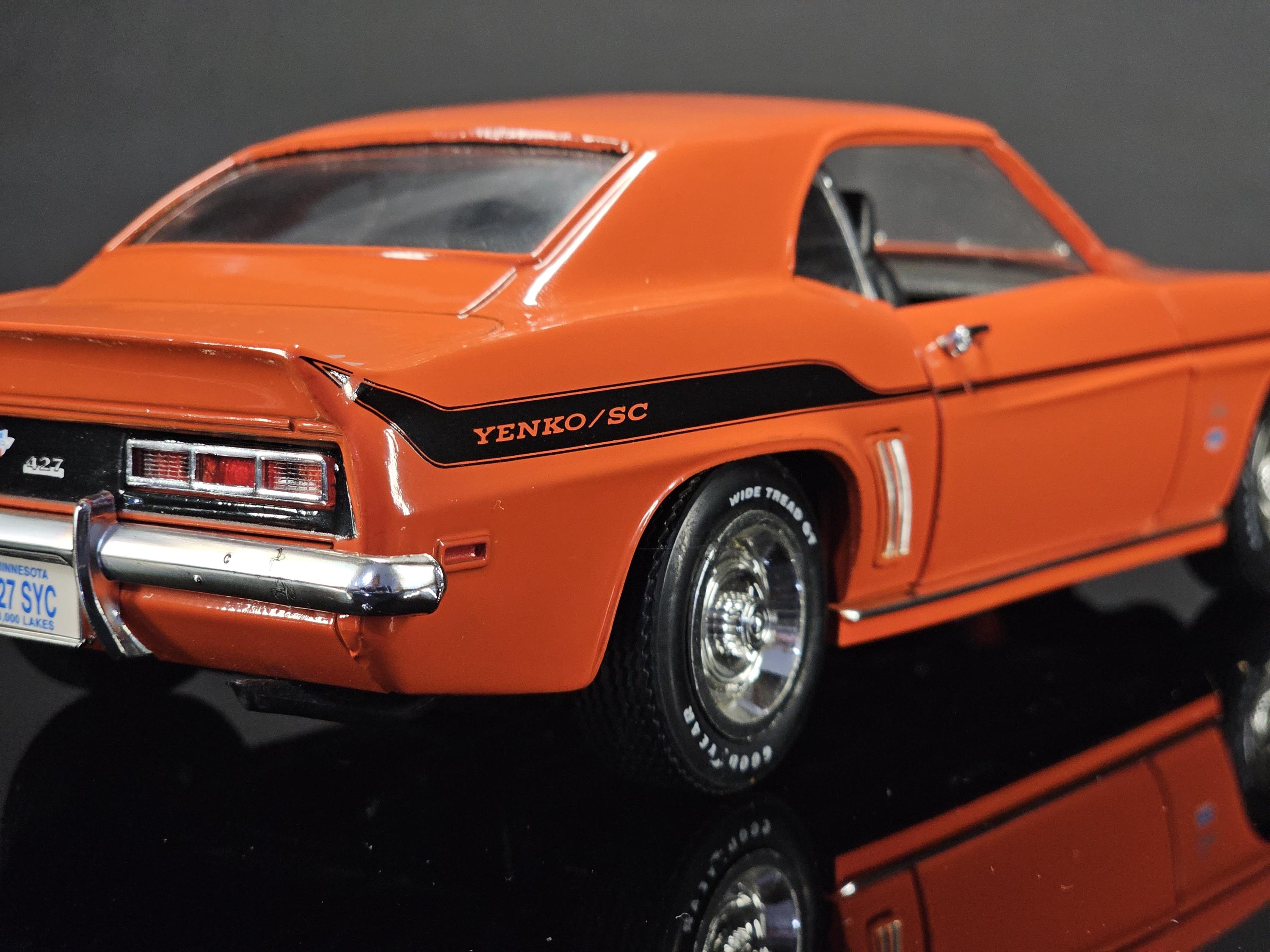 1969 Chevy Camaro 1/18 Scale ERTL Model - Orange With Black Top