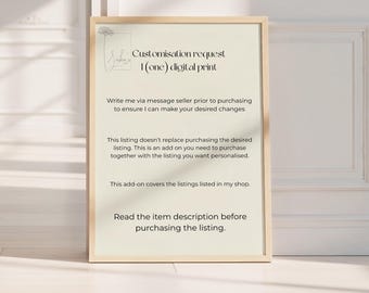 Make It Yours – Custom Edit for One Digital Print | Personalised Printable Poster Wall Art Add-On | Digital Download Minor Design Changes