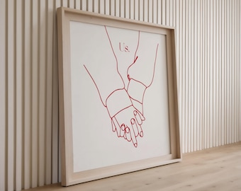 Us Poster | Minimal Couple Line Drawing Print, Romantic Valentine Wall Art, Modern Holding Hands Love Printable, Valentines Day Gift Idea