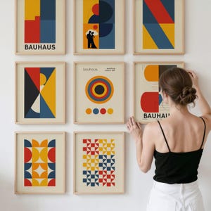 Curated visual reference: Gallery Detail: Bauhaus Wall Art Set Of 14 Printable Posters Abstract Geometric